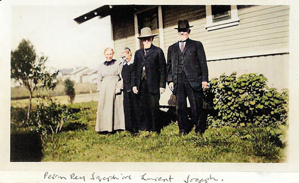 Peronne, Rey, Josephine, Laurent and Joseph Guichon outside the family home
